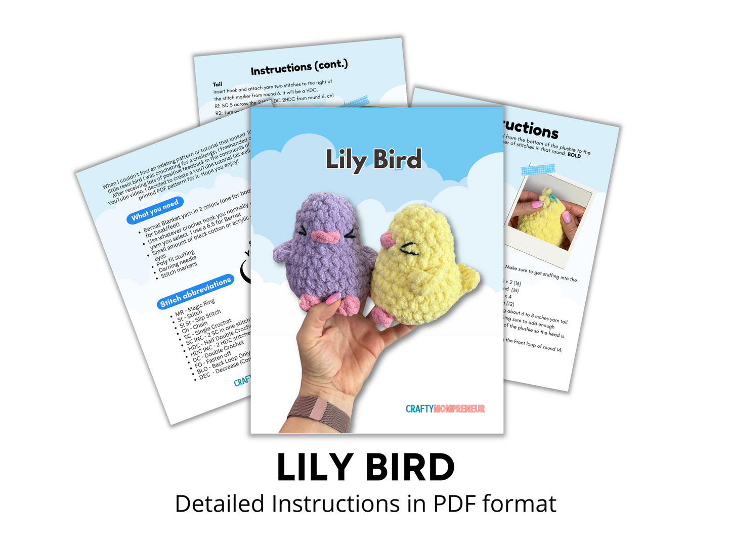 No Sew Lily Bird Crochet Pattern | Little Birdie | Pattern ONLY