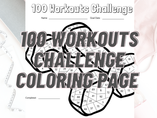 100 Workouts Challenge Coloring Page | Workout Goals 100 | Exercise coloring page | Tracking Workouts