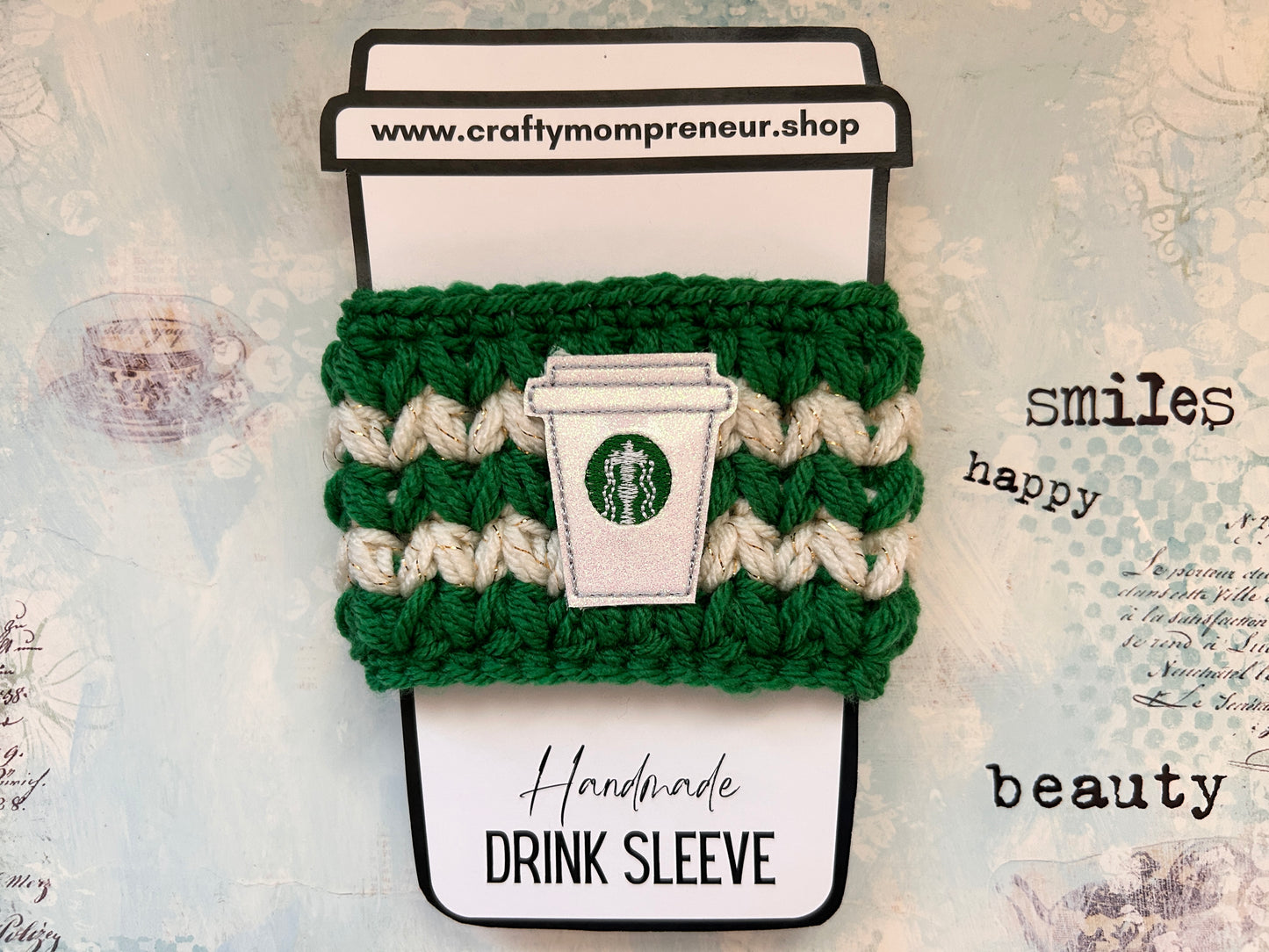 Sip & Smile Drink Sleeve - The Green & White One