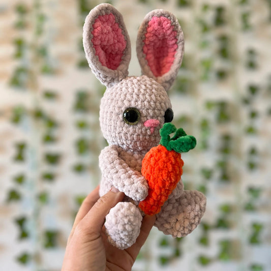 Bunny Rabbit | Crochet Bunny | Stuffed Animal | Bunny Sitting with Carrot